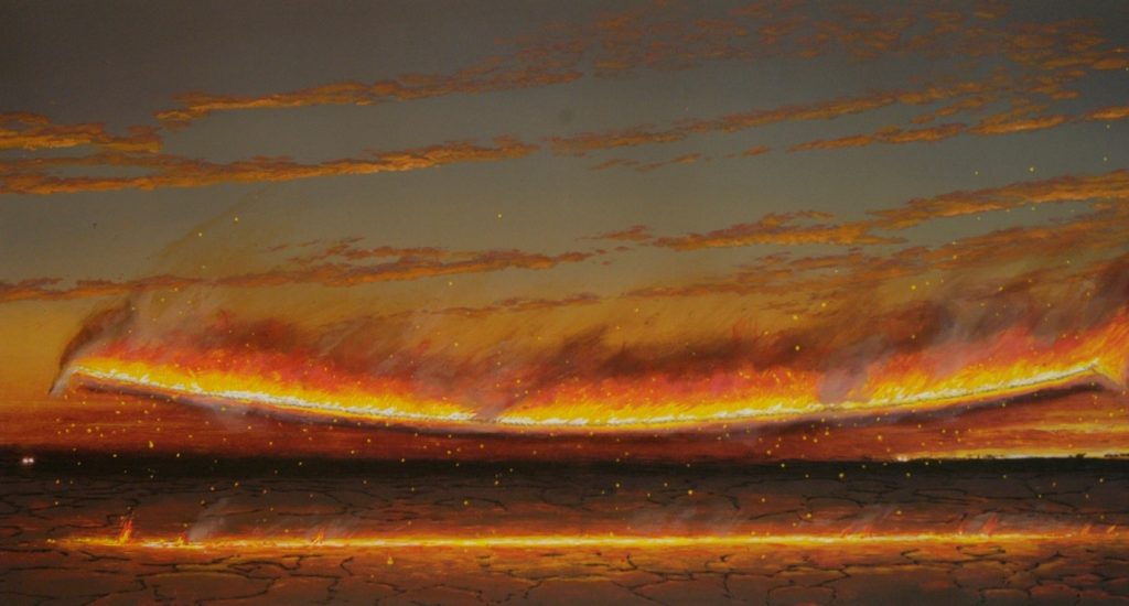 ‘Evening Blaze Line’ by Tim Storrier, 2005, collograph